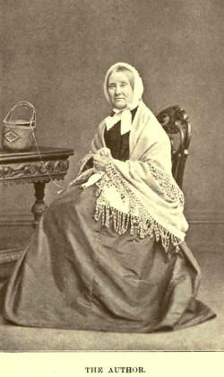 Portrait Elizabeth Grant Portraitaufnahme von der älteren Elizabeth Grant of Rothiemurchus, die strickend auf einem Stuhl sitzt.